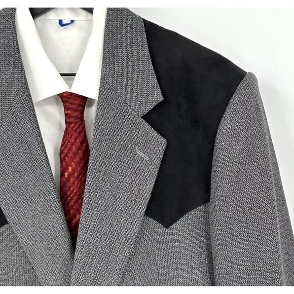 PANHANDLE SLIM jacket blazer sport coat wool silk western cowboy black gray 42L - Picture 1 of 8